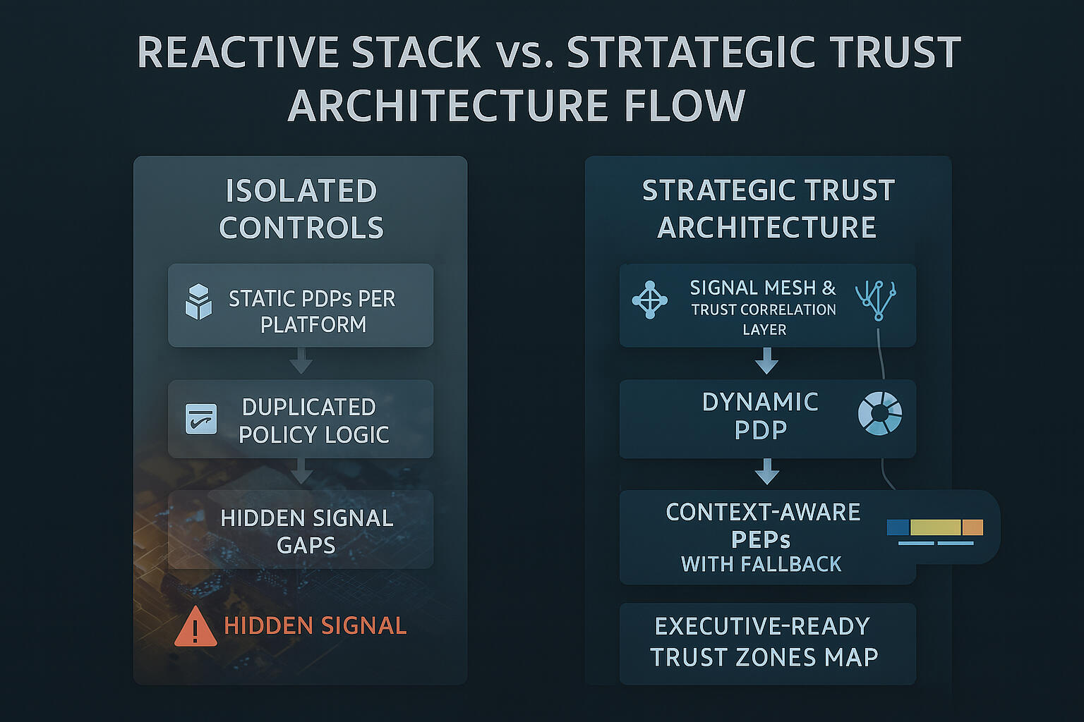 🔁 Before & After Diagram: Zero Trust vs. Strategic Trust Flow